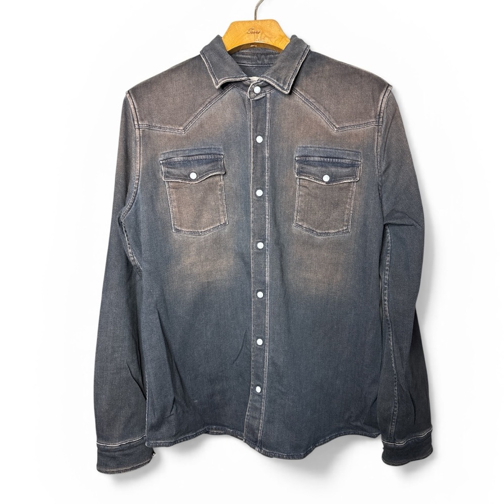 Teleria Zed Roper A Shirt Mens XL Black Distressed Western Cowboy Hand Made Lux